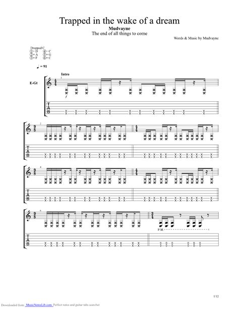Free Sheet Music Trapped In The Wake Of A Dream Mudvayne